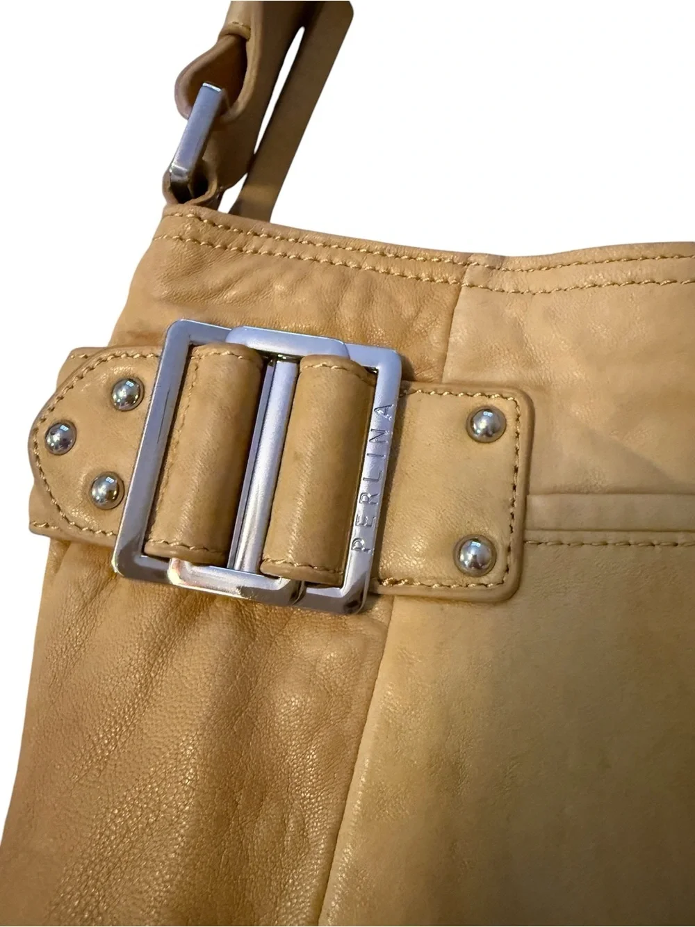 Perlina Yellow Leather Shoulder Bag